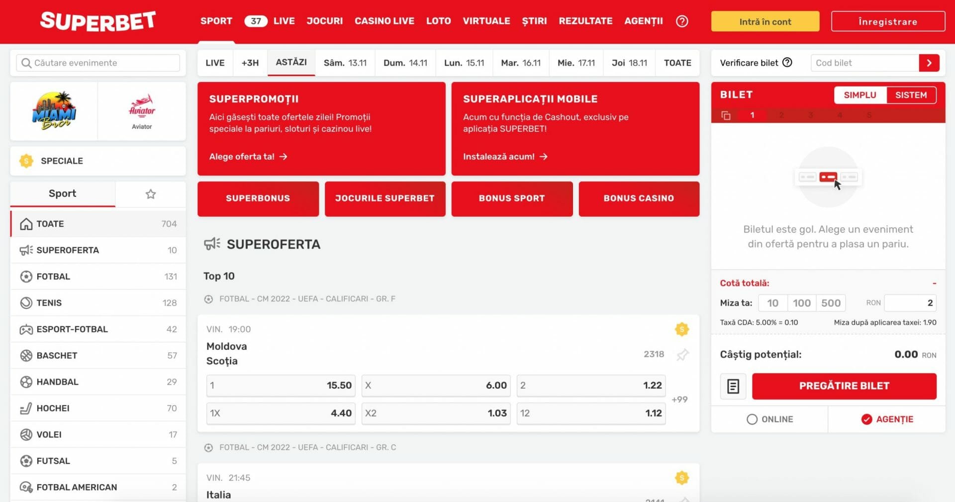 SuperBet Strona główna