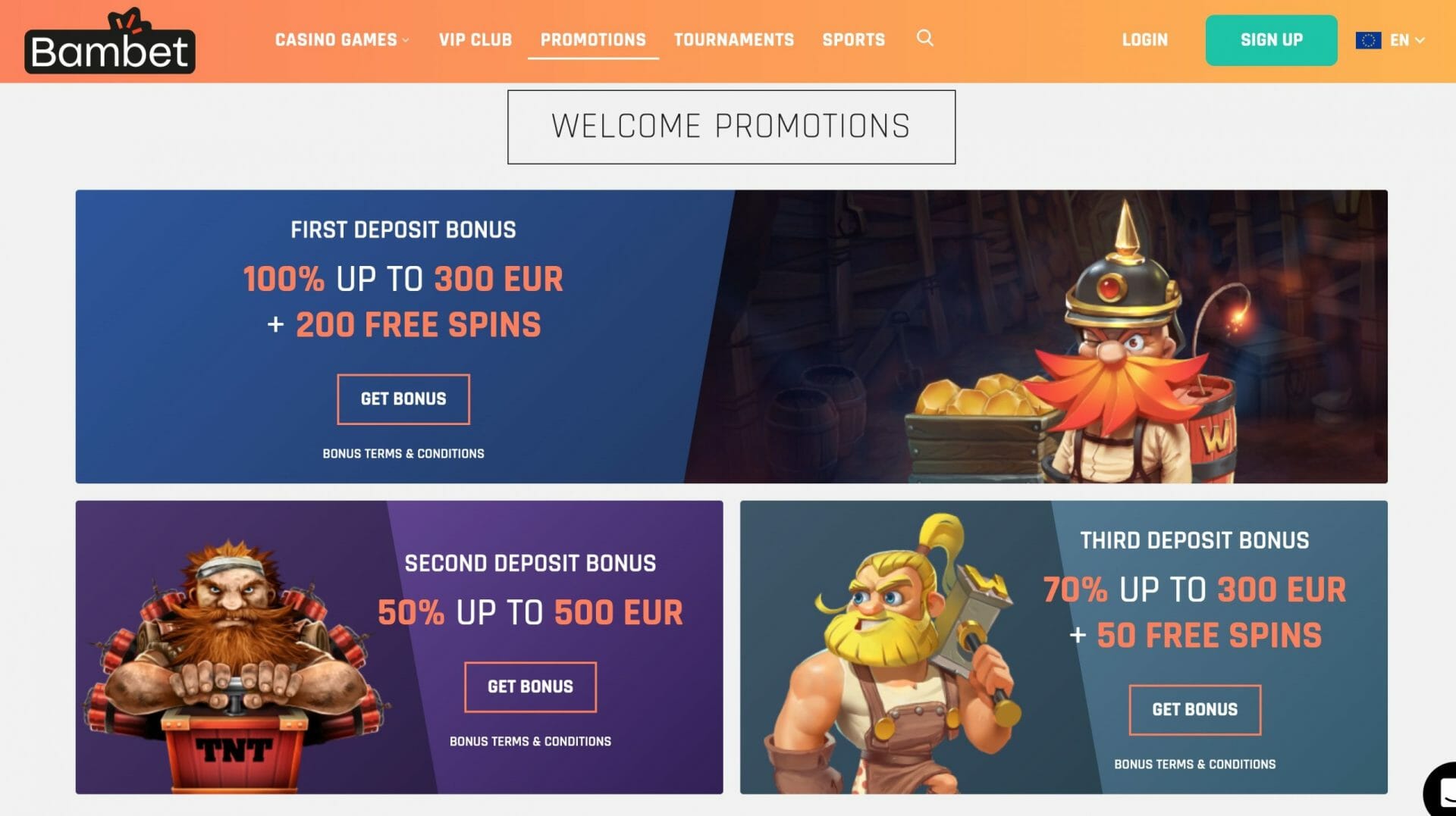 BamBet welcome promotions