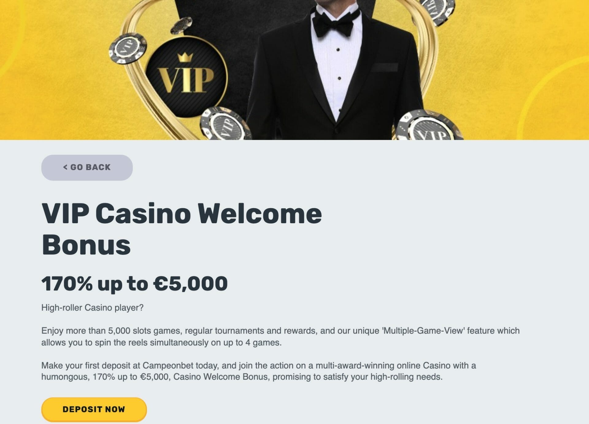 CampeonBet VIP casino welcome bonus