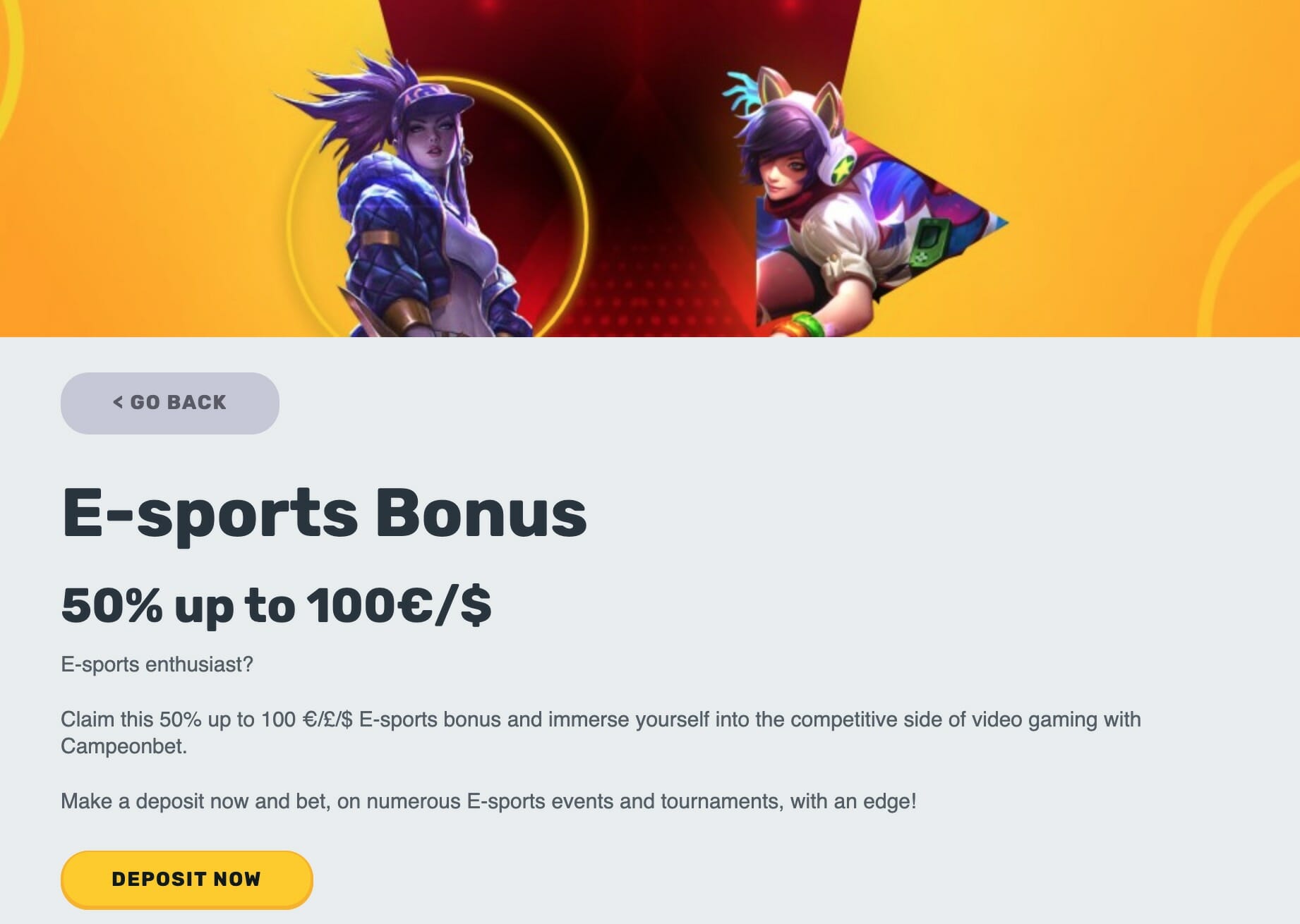 CampeonBet esport bonus